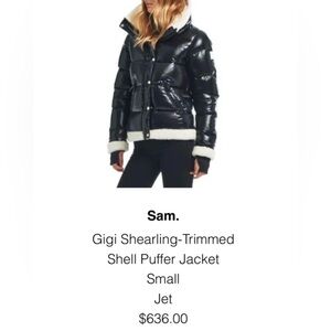 Gigi shearling-trimmed shell puffer jacket in color
"jet"